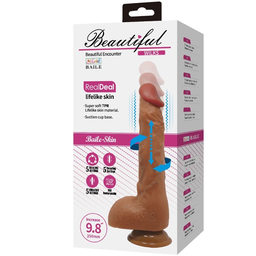 BAILE - BEAUTIFUL WILKS 5 ΡΥΘΜΙΣΕΩΝ ΡΕΑΛΙΣΤΙΚΟΣ ΔΟΝΗΤΗΣ 25 CM MULATO
