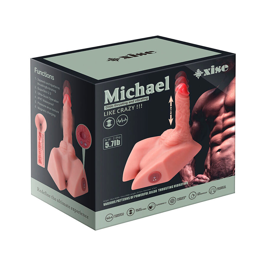 XISE - MICHAEL REALISTIC DILDO AND ANUS MASTURBATOR WITH THRUSTING 15 CM