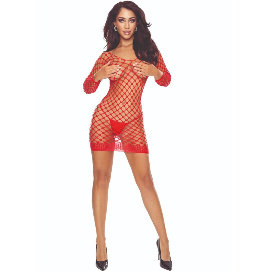 PASSION - BS108 BODYSTOCKING GRID ΚΟΚΚΙΝΟ