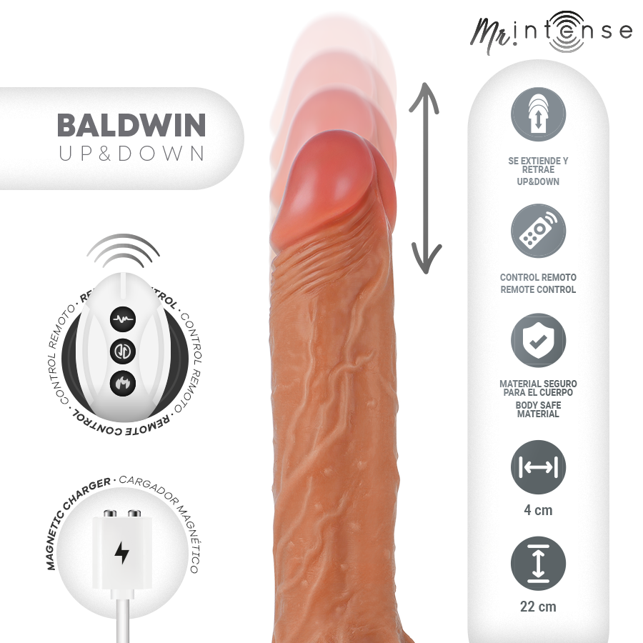 MR INTENSE - BALDWIN REALISTIC ΠΟΛΥΛΕΙΤΟΥΡΓΙΚΟ ΜΕ ΔΟΝΗΣΗ, ΤΗΛΕΧΕΙΡΙΣΤΗΡΙΟ ΠΑΝΩ ΚΑΙ ΚΑΤΩ, 22 ΕΚ. - Ή - 4 ΕΚ.