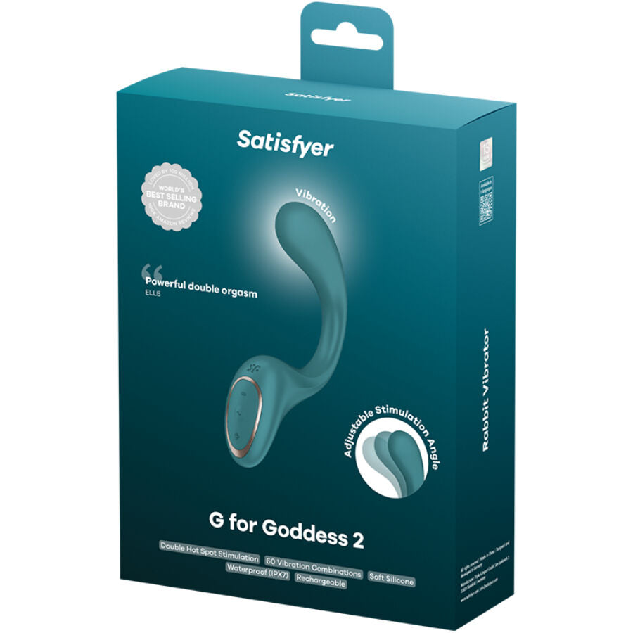 Δονητής SATISFYER - G FOR GODDESS 2 RABBIT σε σχήμα μπουκαλιού, πράσινο