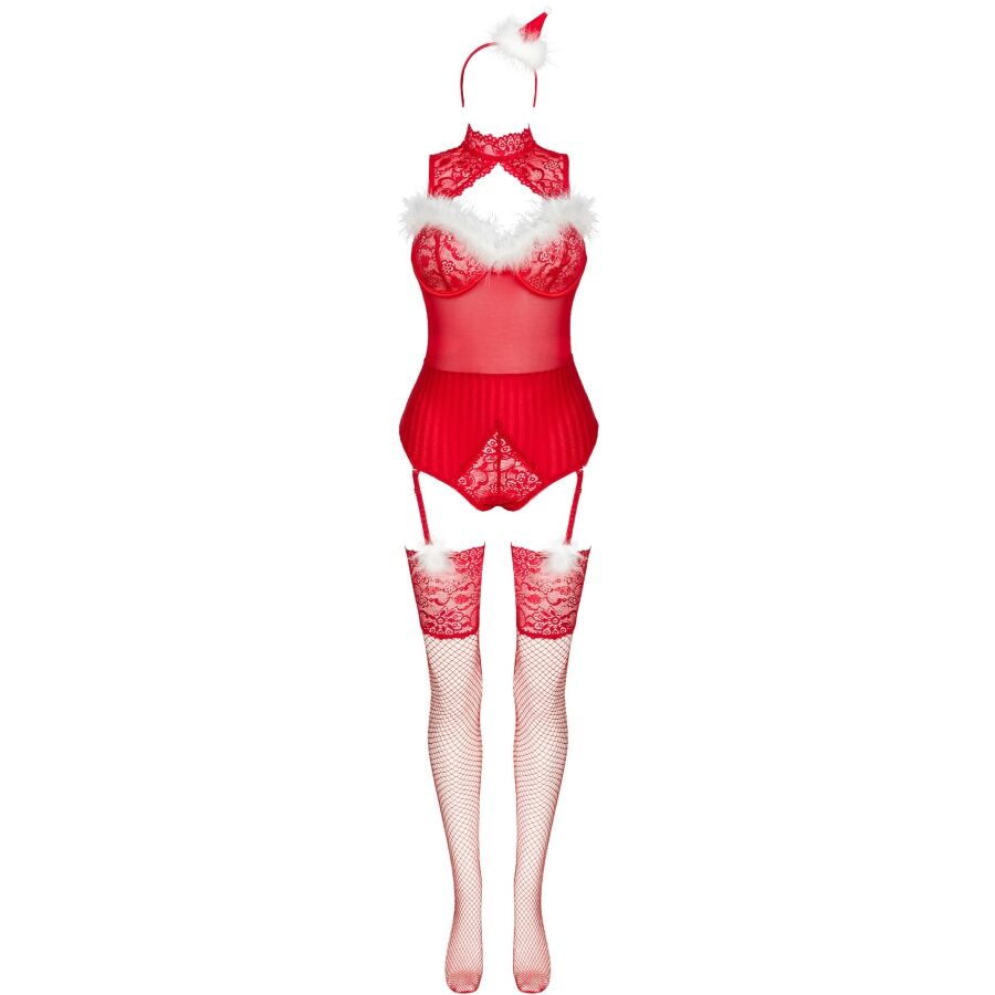 LIVCO CORSETTI FASHION - LIMPID SNOWFLAKES LC 90604 ΣΩΜΑ + ΚΑΛΤΣΕΣ + ΧΡΙΣΤΟΥΓΕΝΝΙΑΤΙΚΗ ΚΟΡΔΕΛΑ ΚΕΦΑΛΙΟΥ S/M