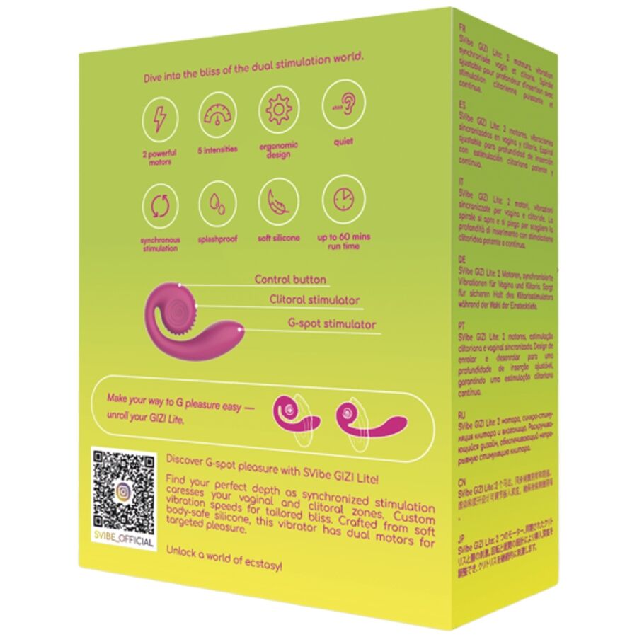 SNAIL VIBE - GIZI LITE DUAL G-SPOT & CLITORAL PINK VIBRATOR