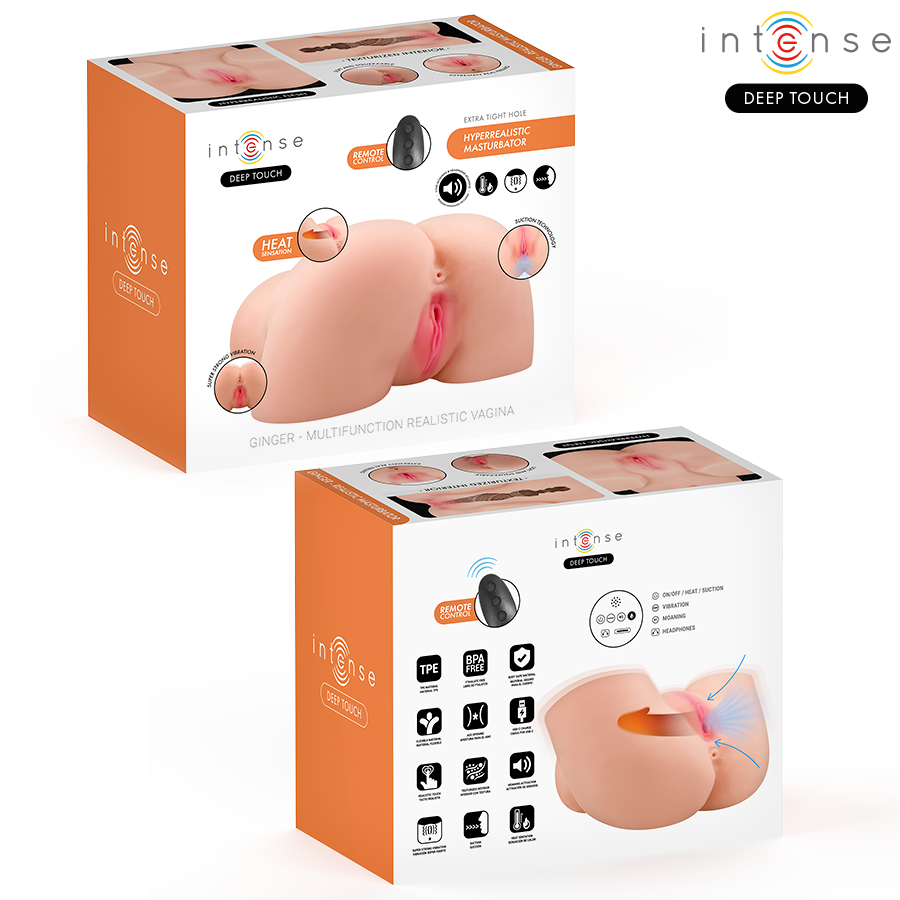 INTENSE DEEP TOUCH - GINGER ANAL AND VAGINAL MASTURBATOR WITH SUCTION, HEAT, VIBRATION AND VOICE EFFECTS WITH REMOTE CONTROL 5.3 KG