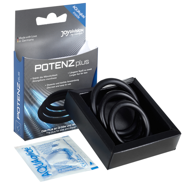 JOYDIVISION POTENZDUO - ΣΕΤ 3 ΜΑΥΡΩΝ ΔΑΧΤΥΛΙΔΙΩΝ PLUS - S, M, L