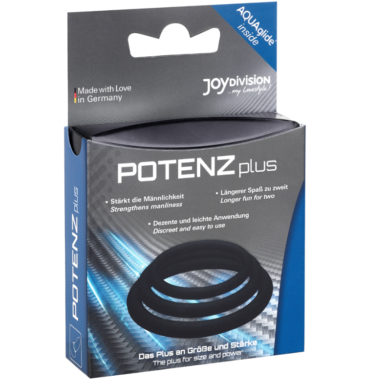 JOYDIVISION POTENZDUO - ΣΕΤ 3 ΜΑΥΡΩΝ ΔΑΧΤΥΛΙΔΙΩΝ PLUS - S, M, L
