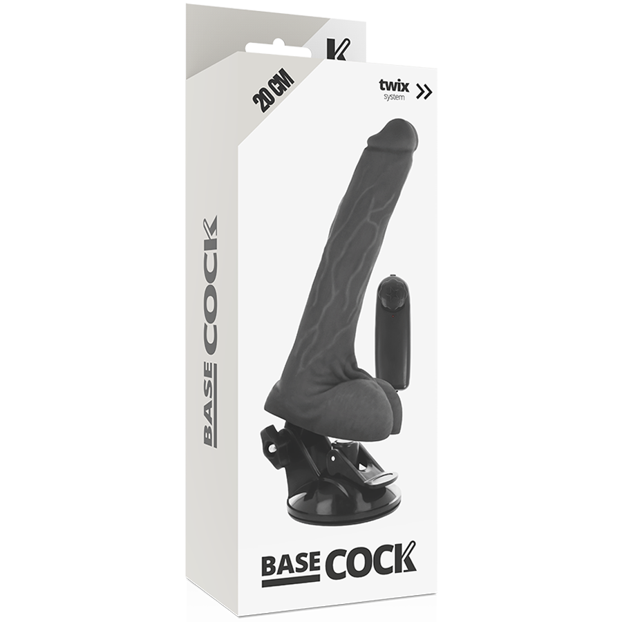 BASECOCK - ΡΕΑΛΙΣΤΙΚΟΣ ΜΑΥΡΟΣ ΔΟΝΗΤΗΣ ΜΕ ΤΗΛΕΧΕΙΡΙΣΤΗΡΙΟ ΜΕ ΟΡΧΕΙΣ 20 CM -O- 4 CM