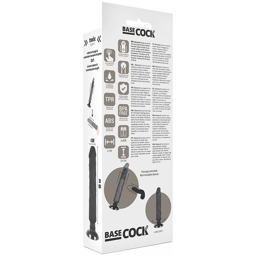 BASECOCK - ΡΕΑΛΙΣΤΙΚΟΣ ΔΟΝΗΤΗΣ 2-1 ΜΑΥΡΟΣ 20 CM -O- 4 CM