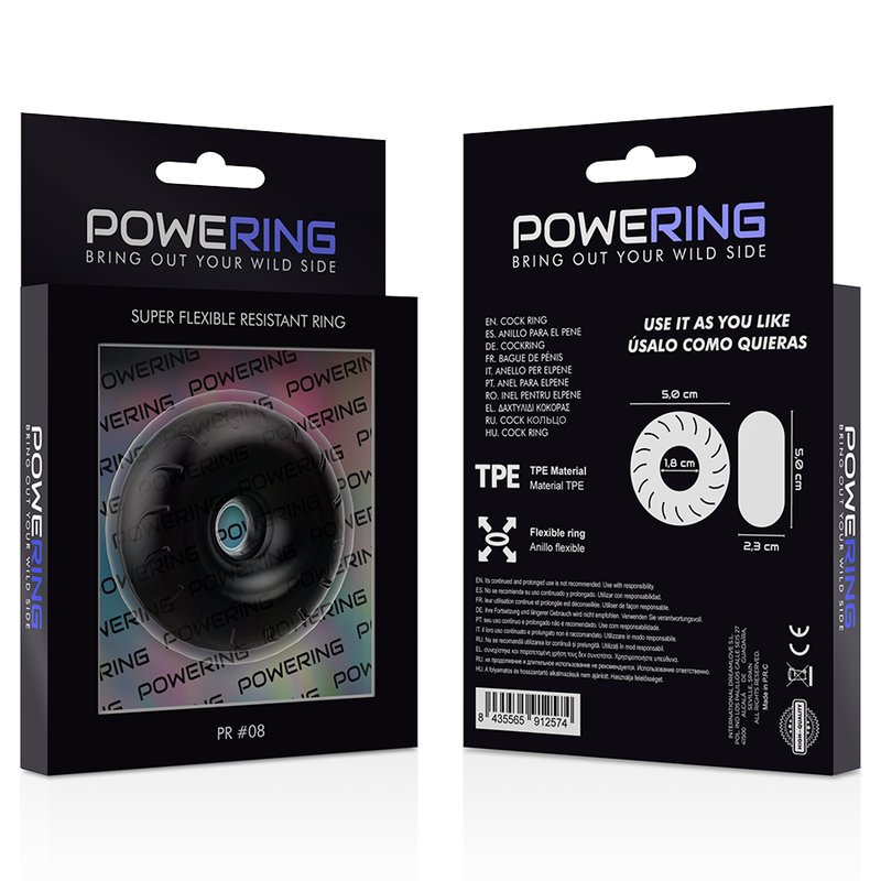 POWERING - ΥΠΕΡΕΥΚΑΛΥΠΤΟ ΚΑΙ ΑΝΘΕΚΤΙΚΟ ΔΑΧΤΥΛΙΔΙ ΠΕΟΥΣ 5CM PR08 ΜΑΥΡΟ