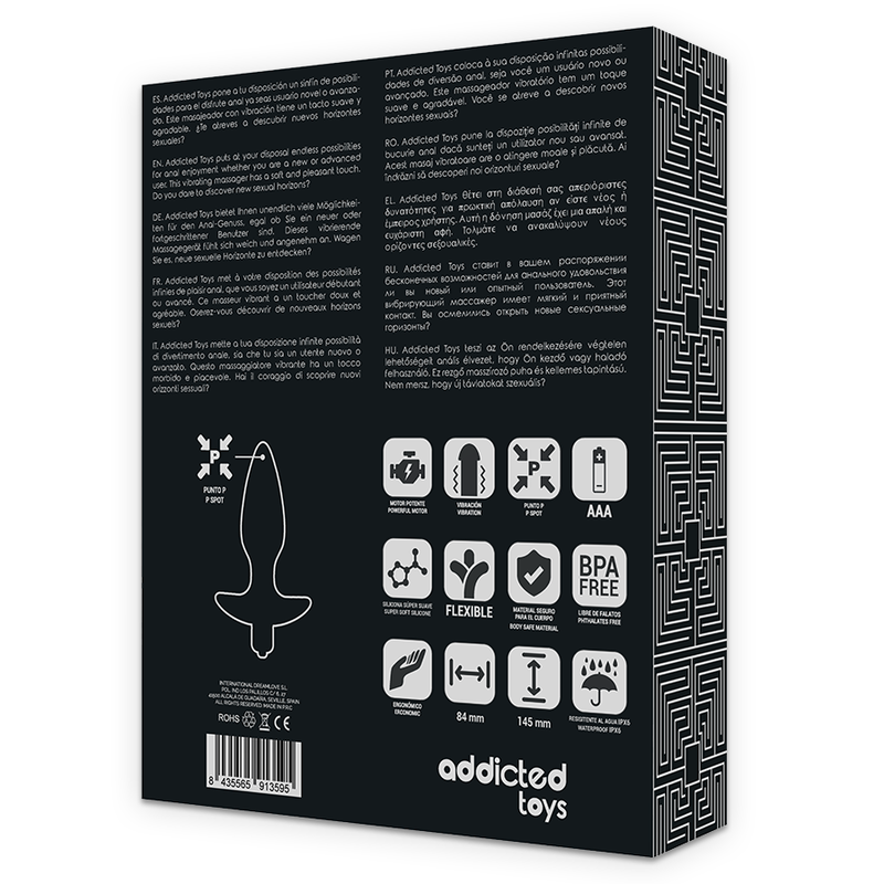 ADDICTED TOYS - Πρωκτικό βύσμα μασάζ με δόνηση, μαύρο